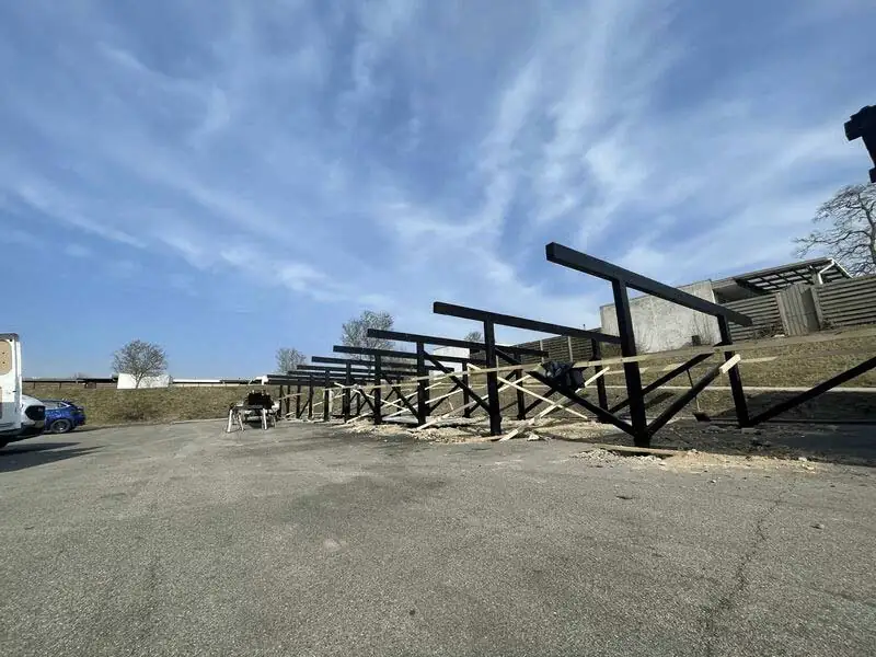 Carport Langkær — konstruktion close-up med spær uden tag